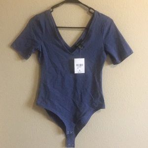 Blue v neck body suit